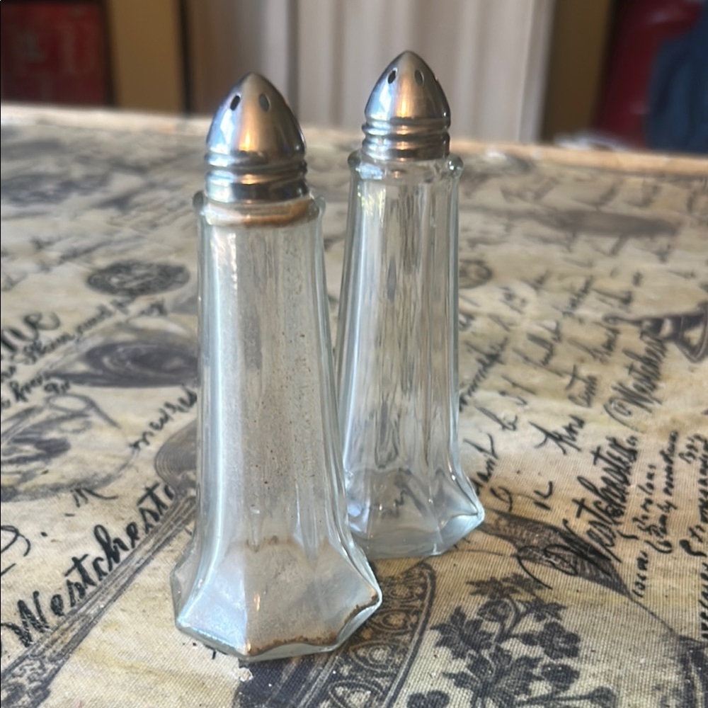 Vintage Glass Salt and Pepper Shakers
